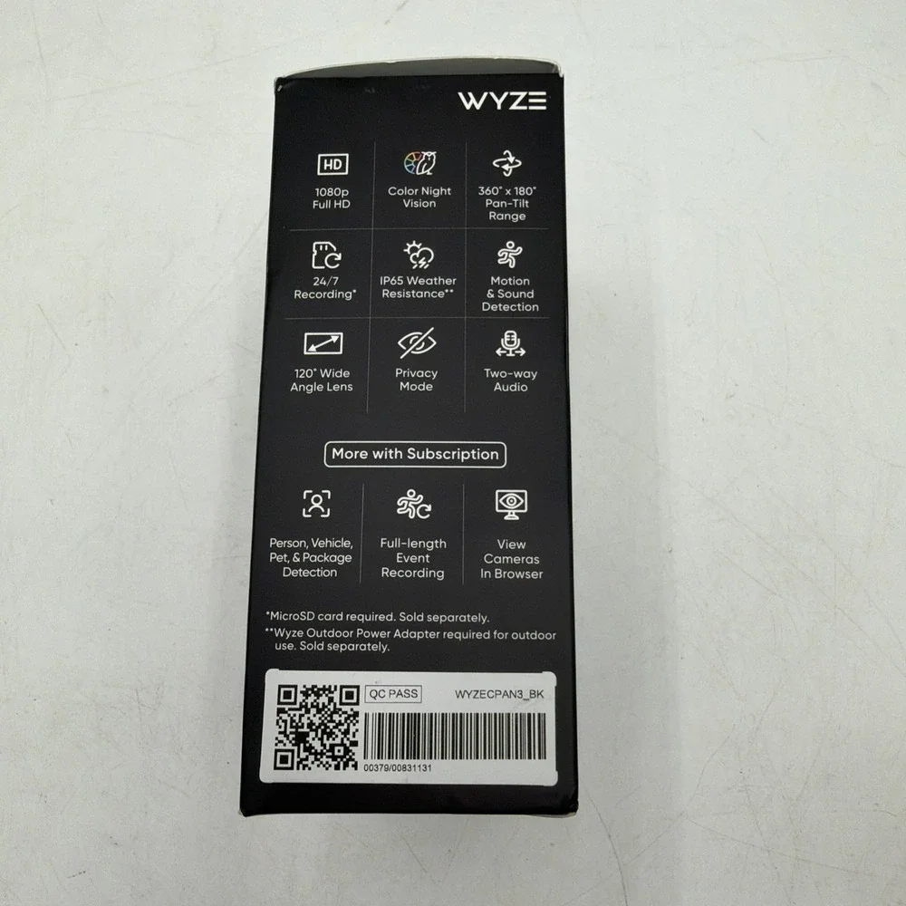 Wyze Cam Pan v3 Indoor/Outdoor IP65 1080P 360° Pan/Tilt/Zoom Wi-Fi Smart Home